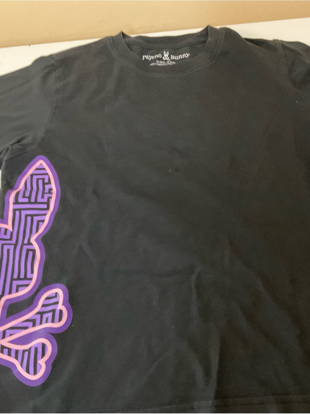 Psycho Bunny Black Short Sleeve Tee with Purple Side Graphic